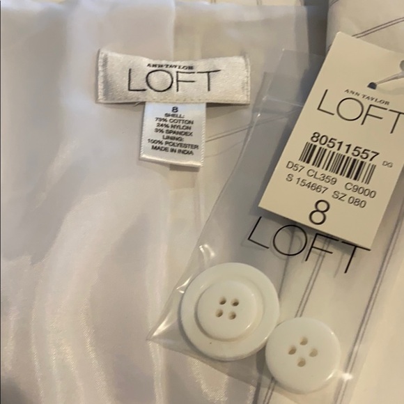 LOFT WHITE PINSTRIPE BLAZER SZ 8 & ANN PANTS 10‎ - Picture 4 of 11